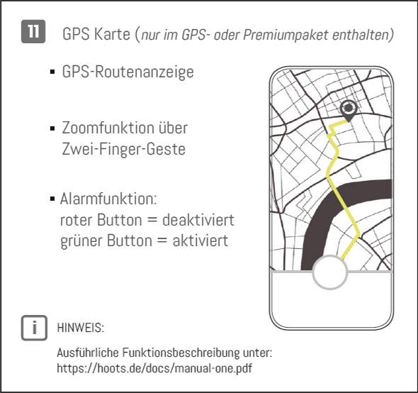 hoots Motordaten Bluetooth Handy App GPS Route Ortung Diebstahlsicherheit